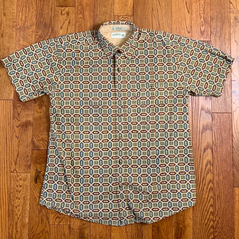 Men’s L Orvis Aztec Short Sleeve Button Up